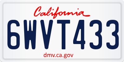 CA license plate 6WVT433