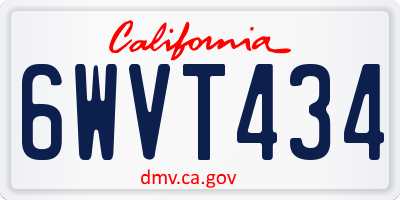 CA license plate 6WVT434