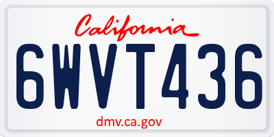 CA license plate 6WVT436