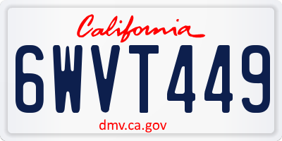 CA license plate 6WVT449