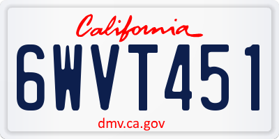 CA license plate 6WVT451