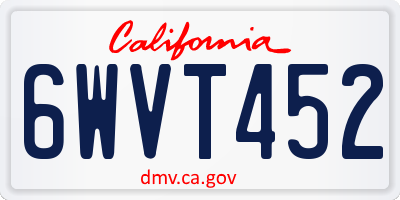 CA license plate 6WVT452