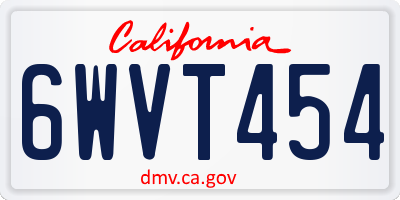 CA license plate 6WVT454