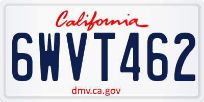 CA license plate 6WVT462