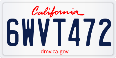 CA license plate 6WVT472