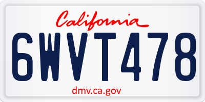CA license plate 6WVT478