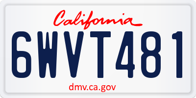 CA license plate 6WVT481