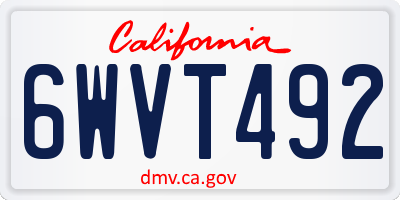 CA license plate 6WVT492