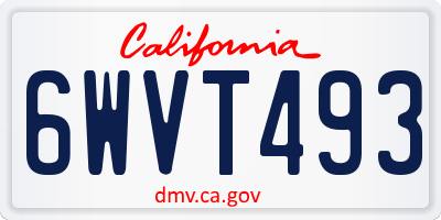 CA license plate 6WVT493