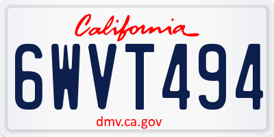 CA license plate 6WVT494