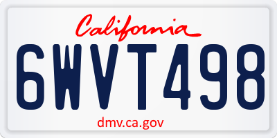 CA license plate 6WVT498