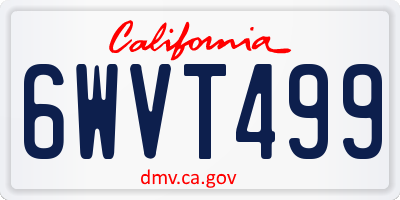 CA license plate 6WVT499