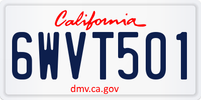 CA license plate 6WVT501