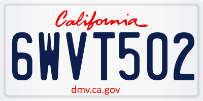 CA license plate 6WVT502