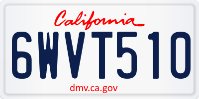 CA license plate 6WVT510