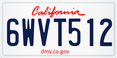 CA license plate 6WVT512