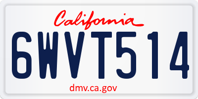 CA license plate 6WVT514