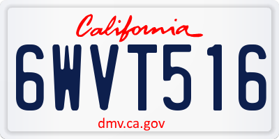 CA license plate 6WVT516