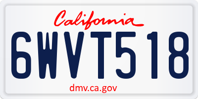 CA license plate 6WVT518