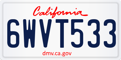 CA license plate 6WVT533