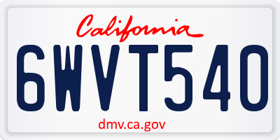 CA license plate 6WVT540