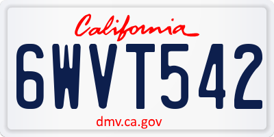 CA license plate 6WVT542