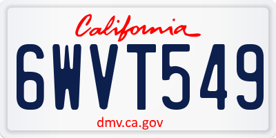 CA license plate 6WVT549