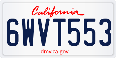 CA license plate 6WVT553