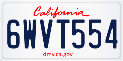 CA license plate 6WVT554