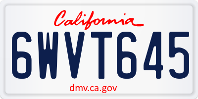 CA license plate 6WVT645