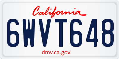 CA license plate 6WVT648