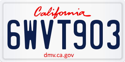 CA license plate 6WVT903