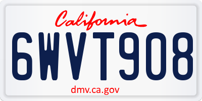 CA license plate 6WVT908