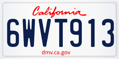 CA license plate 6WVT913