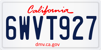 CA license plate 6WVT927