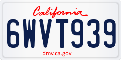 CA license plate 6WVT939