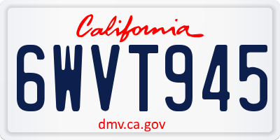 CA license plate 6WVT945