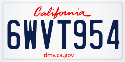 CA license plate 6WVT954