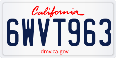 CA license plate 6WVT963