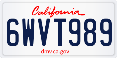 CA license plate 6WVT989