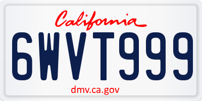 CA license plate 6WVT999