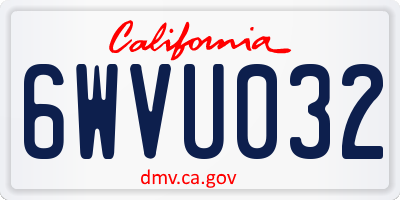 CA license plate 6WVU032