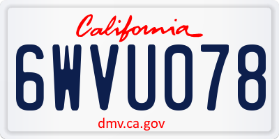 CA license plate 6WVU078