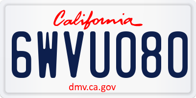 CA license plate 6WVU080