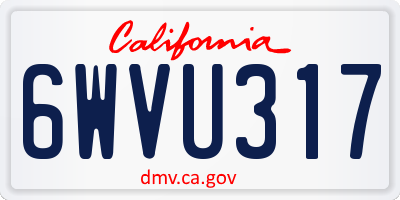 CA license plate 6WVU317