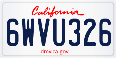 CA license plate 6WVU326