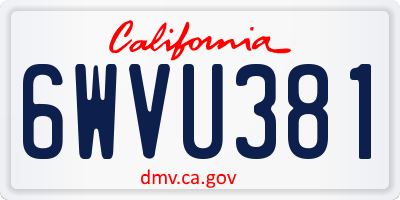 CA license plate 6WVU381