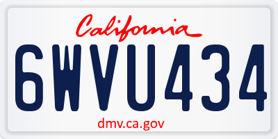 CA license plate 6WVU434