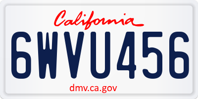 CA license plate 6WVU456