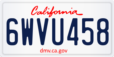 CA license plate 6WVU458